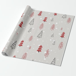 Papel De Regalo rojo negro Moderno árbol de Navidad geométrico sim