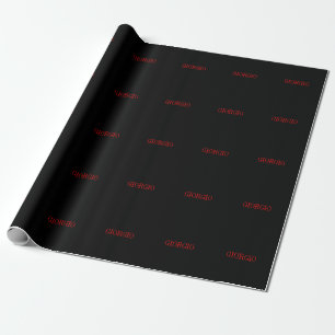 Papel De Regalo Rojo negro tu nombre Minimalista personal moderno
