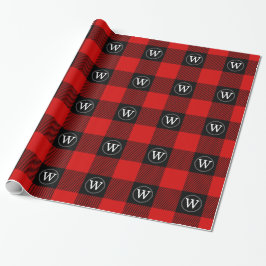 Papel De Regalo Rojo Negro XXL Búfalo Cuadros Leñador IR Monograma