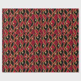 Papel de regalo rojo, negro y dorado