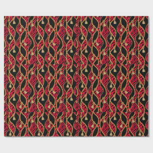 Papel de regalo rojo, negro y dorado