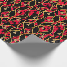 Papel de regalo rojo, negro y dorado