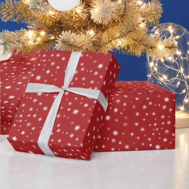 Papel de Regalo Rojo Nevado de Navidad (Vacaciones)