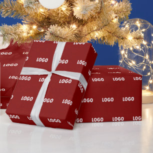 Papel De Regalo Rojo Oscuro Texturizado con Logo para la Identidad