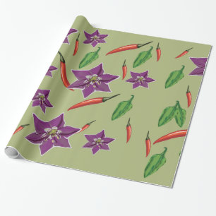 Papel De Regalo Rojo, Peppers verdes, Pimientos de chile, Morado