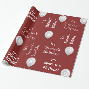 Papel De Regalo Rojo personalizado del cumpleaños del nombre y de