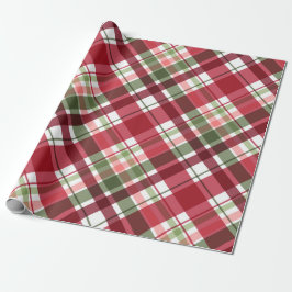 Papel De Regalo Rojo Retro Blanco Navidad Año Nuevo Tartán Cuadros