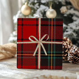 Papel De Regalo Rojo Retro Cuadros Navideños Caprichosos