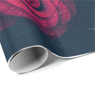 Papel De Regalo Rojo rosa y gotas de lluvia Vibe