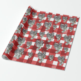 Papel De Regalo Rojo Rústico Gingham Noël