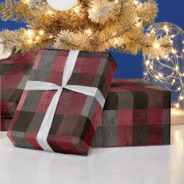 Papel De Regalo Rojo Rústico Madera Marrón Granero Cuadro Patrón