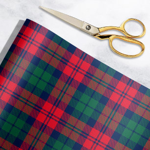 Papel De Regalo Rojo Rústico Verde y Tartán de Navidad Navy