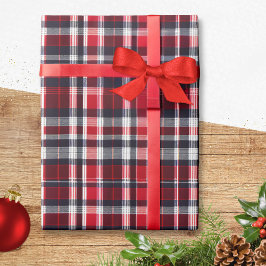 Papel De Regalo Rojo Tartán Cuadros a Cuadros Estampados Navidades