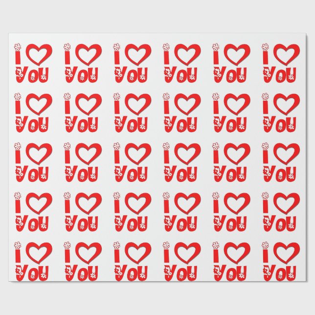 Papel de regalo Rojo Te Amo (Superficie plana)