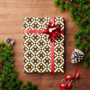 Papel De Regalo Rojo Verde Amarillo Patrón de Cuadros de Barcelona