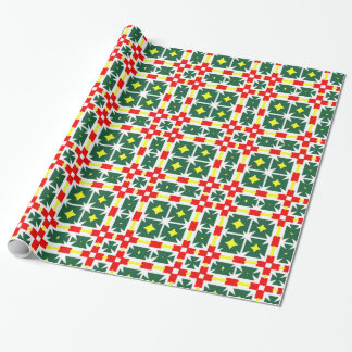 Papel de Regalo Rojo Verde Amarillo Patrón Geométr