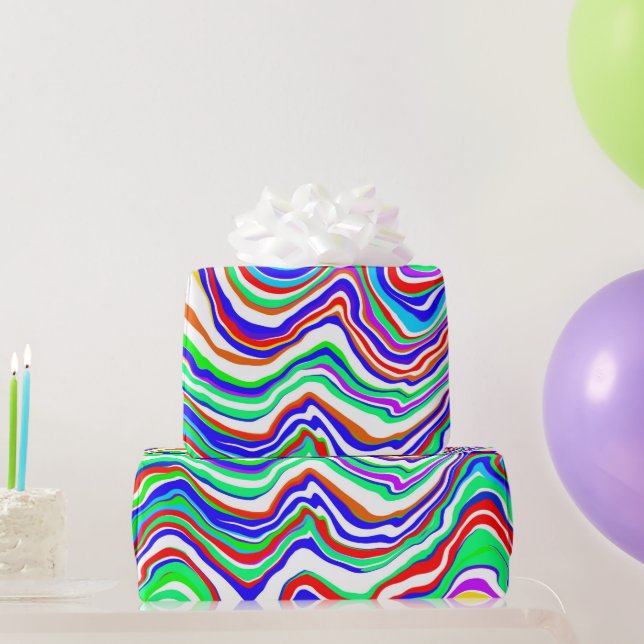 Papel De Regalo Rojo, Verde, Azul, Blanco Resumen en voz alta (Regalos de fiesta)