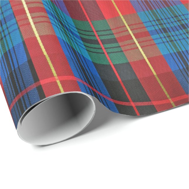 Papel de regalo rojo, verde, azul de la tela (Esquina del rollo)