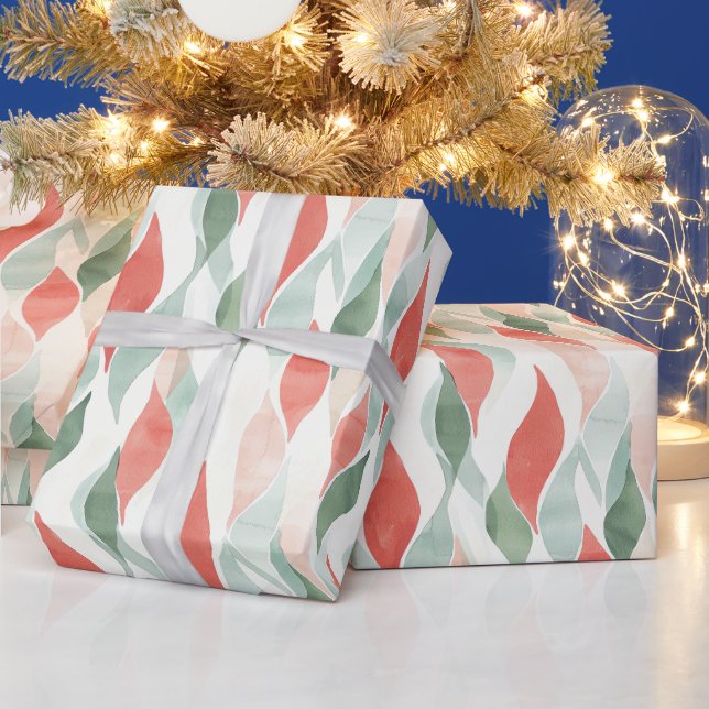 Papel De Regalo Rojo Verde Crema Menta Blanco Navidad (Vacaciones)