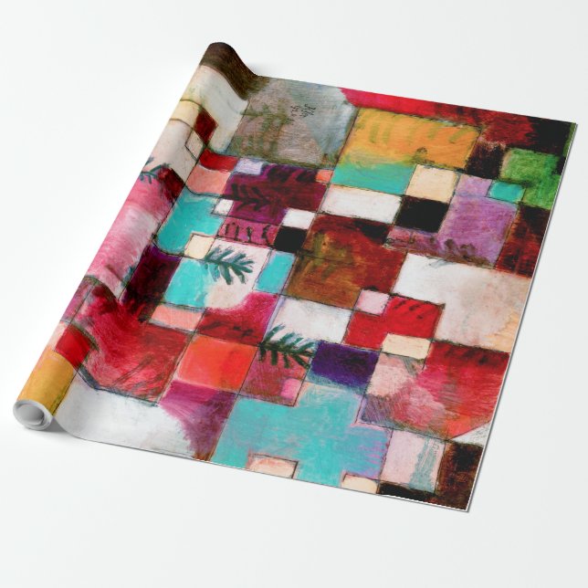 Papel De Regalo Rojo Verde y Violeta, Paul Klee (Desenrollado)