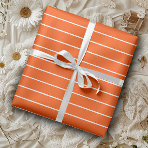 Papel De Regalo Rojo Vermellón y Blanco Delgadas Franjas Horizonta