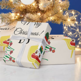 Papel De Regalo Rojo White Cute Bear Tree Stars Feliz Navidad