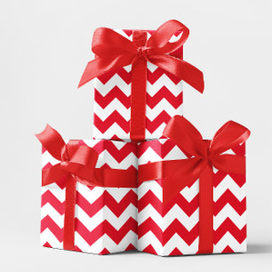 Papel De Regalo Rojo y Blanco de Navidad Chevron