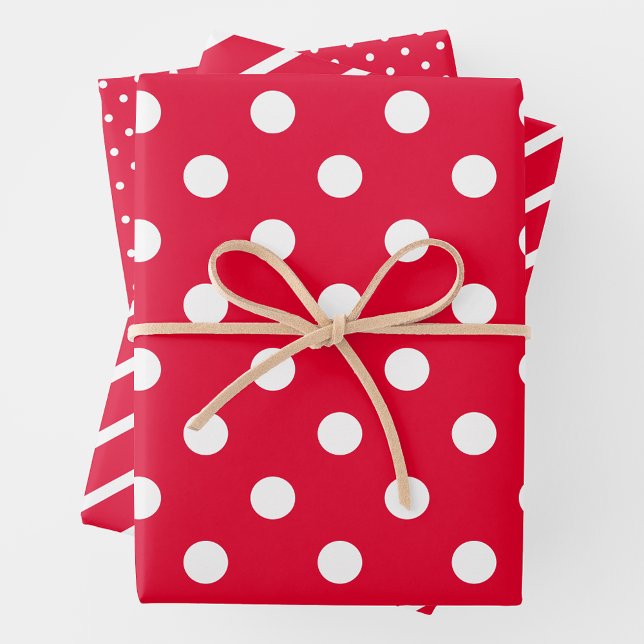 Papel de regalo rojo y blanco en hojas (Subido por el creador)
