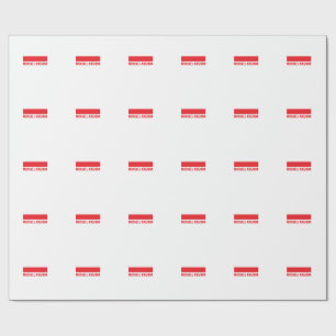 Papel De Regalo Rojo y Blanco Minimalista Simple Nombre Llano