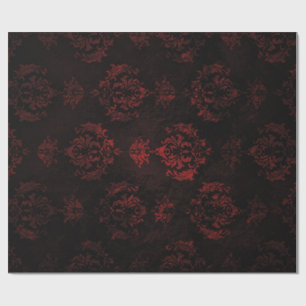 Papel de regalo rojo y negro del damasco
