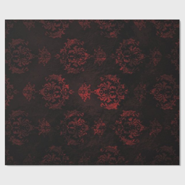 Papel de regalo rojo y negro del damasco (Superficie plana)