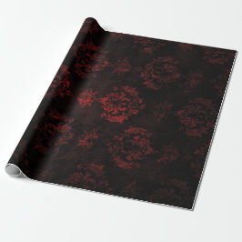 Papel de regalo rojo y negro del damasco