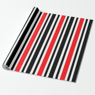 Papel De Regalo Rojo y negro rayado