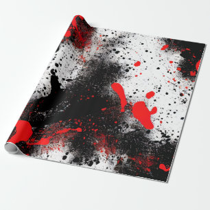 Papel De Regalo Rojo y negro salpicado