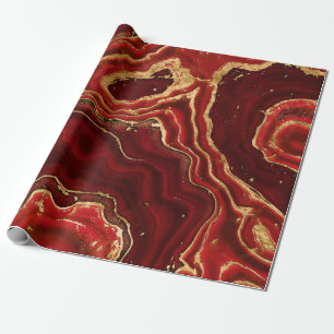 Papel De Regalo Rojo y oro Marble líquido Resumen