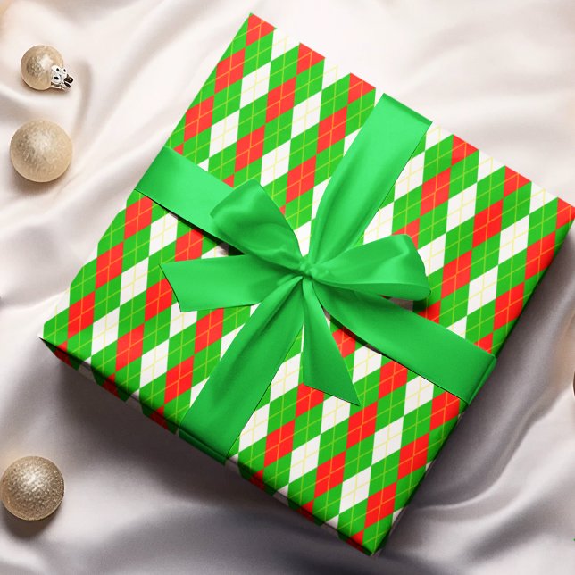 Papel De Regalo Rojo y verde de Navidad en diseño Argyle  (Subido por el creador)