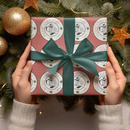 Papel De Regalo Rojo y Verde De Santa Navidad Personalizada