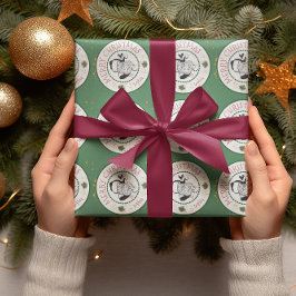 Papel De Regalo Rojo y Verde De Santa Navidad Personalizada