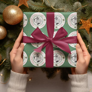 Papel De Regalo Rojo y Verde De Santa Navidad Personalizada