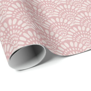Papel De Regalo Rojorubor Boho Patrón de Abanico Rosa Acuarela Sua