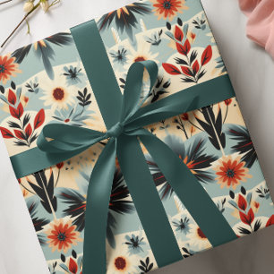 Papel De Regalo Rojos Naranjas del suroeste de Rusia florales y az