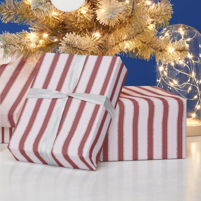 Papel De Regalo Rojos Rayas Rosa Sonrojo Navidad (Vacaciones)