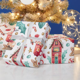 Papel De Regalo Roll, nombre en casas de caramelos mágicos, patrón