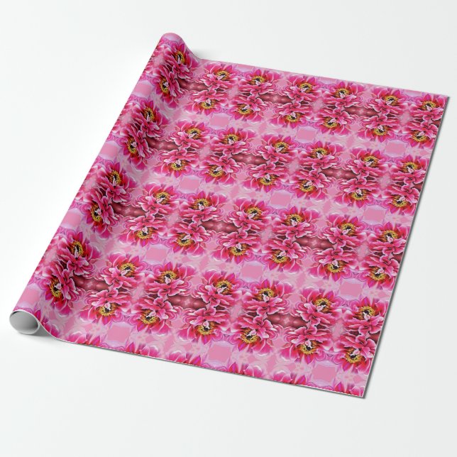Papel De Regalo Roll Pink Peony de Regalo. (Desenrollado)