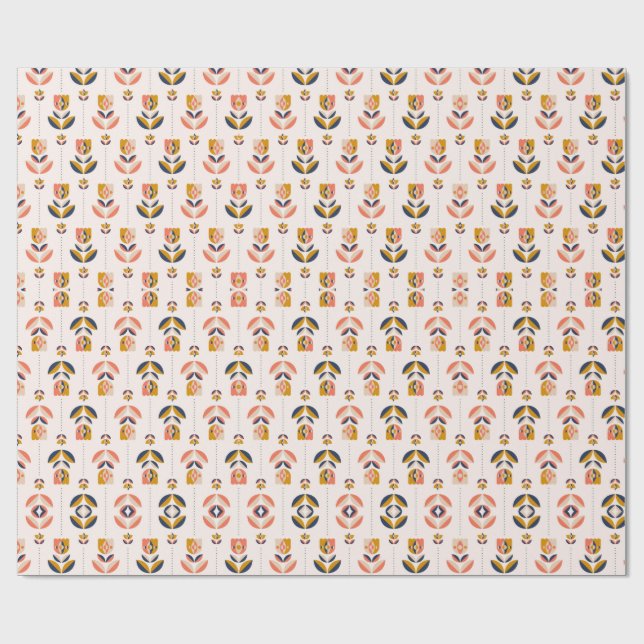 Papel De Regalo Rolled pink floral wrapping paper with a repeated  (Superficie plana)