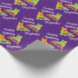 Papel De Regalo Roller Blades Skates Niños Nacimiento Fiesta Patin