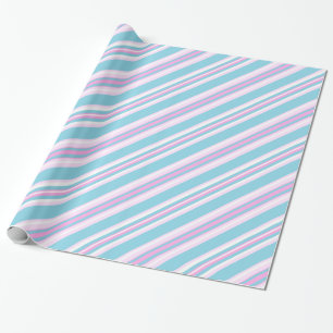 Papel De Regalo Rollo a rayas turquesas rosadas de Giftwrap