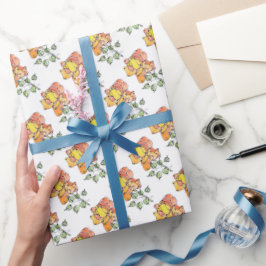 Papel De Regalo Rollo de ajuste de regalo - Rosas de Naranja de ac