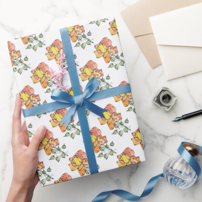 Papel De Regalo Rollo de ajuste de regalo - Rosas de Naranja de ac (Regalar)