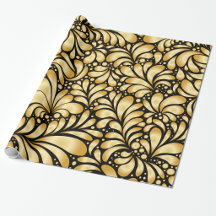Papel de regalo rollo de Damasco Precioso Dorado y